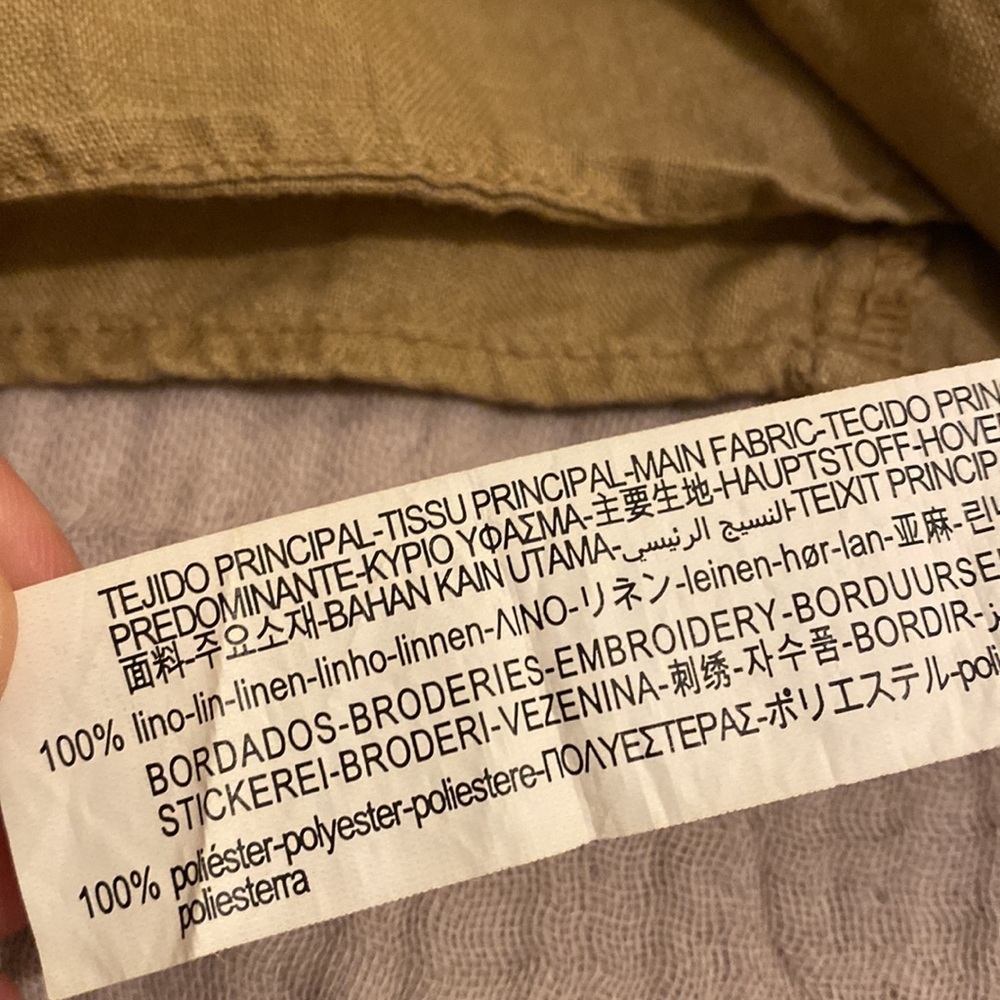 Zara Brown Linen Dress with Yellow Embroidery. Size XS - Picture 10 of 10